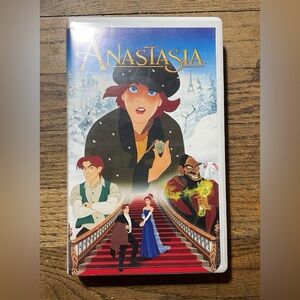 Vintage Anastasia VHS with Red and Blue Accents